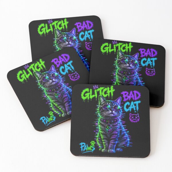 Item preview, Glitch Bad Cat – Neon Cyberpunk Graffiti Kitty designed and sold by Neon Riot Studio.