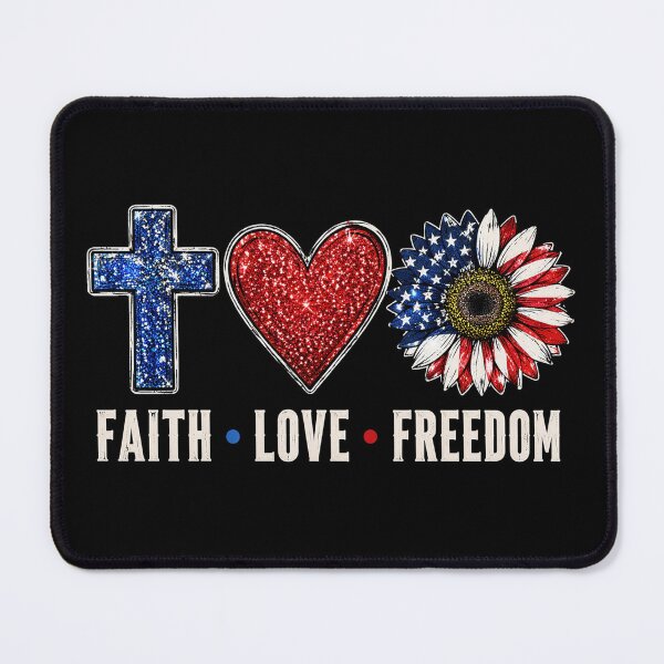 Item preview, Faith Love Freedom Sunflower Jesus American Flag 4th of July designed and sold by OlakunleOloroz.