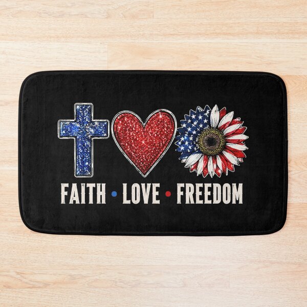 Item preview, Faith Love Freedom Sunflower Jesus American Flag 4th of July designed and sold by OlakunleOloroz.