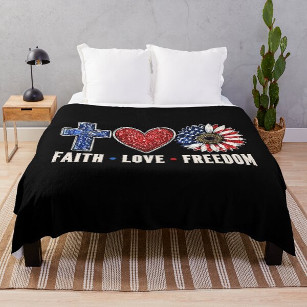 Item preview, Faith Love Freedom Sunflower Jesus American Flag 4th of July designed and sold by OlakunleOloroz.