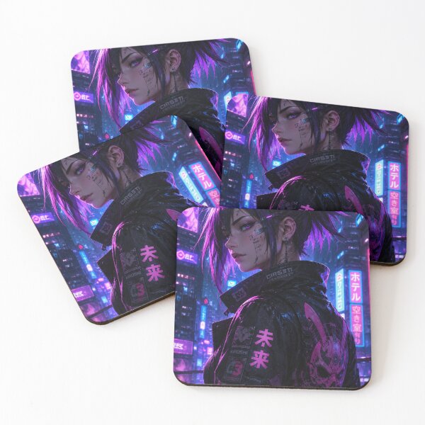 Item preview, Cyberpunk Neon Ronin Girl | Original Anime Sci-Fi Streetwear Art designed and sold by Sticleg.