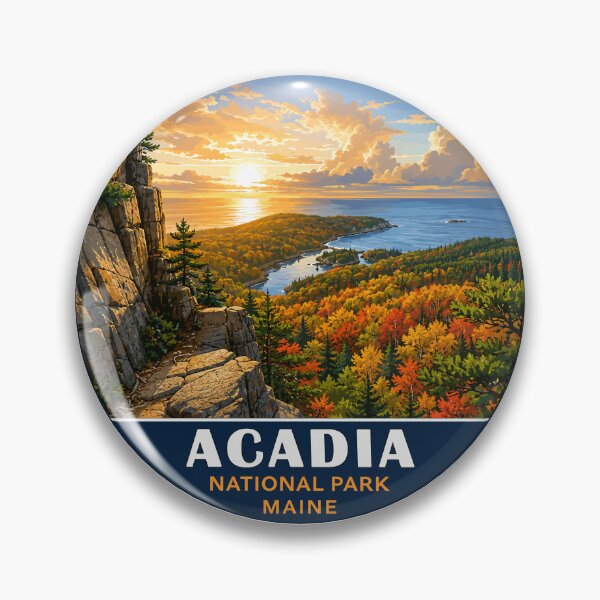 Item preview, Acadia National Park Maine US Retro Badge designed and sold by Gideon Emmerich.