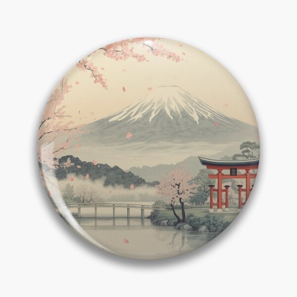 Item preview, Spring Sakura Bridge at Mount Fuji – Japanese Ukiyo-e Inspired Art designed and sold by J-Abiko.