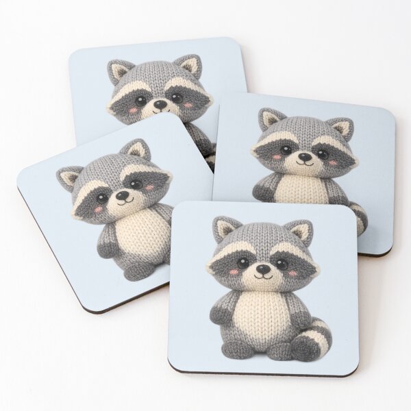 Item preview, Cute Knitted Raccoon Plush | Kawaii Handmade Crochet Cottagecore designed and sold by Moons Studio.