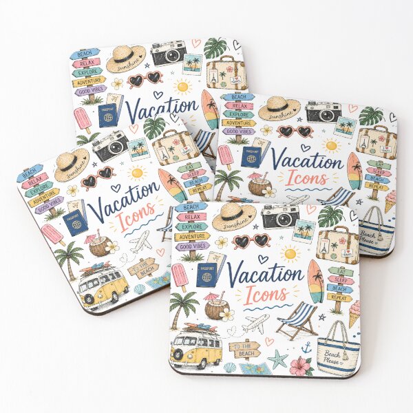Item preview, Vacation Icons | Cute Hand Drawn Travel & Summer Doodles | Beach Holiday Illustration designed and sold by GozdeSoftChaos.