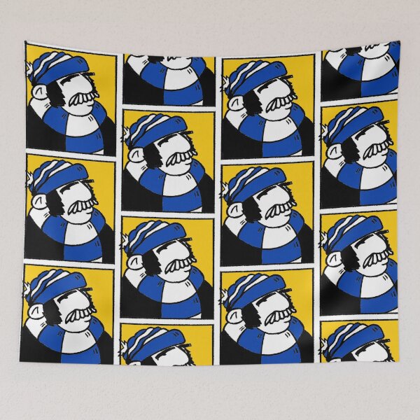 Item preview, Classic Football Fan Illustration | Retro Terrace Supporter | Blue & White Scarf - Pop Art designed and sold by GWARTGB.