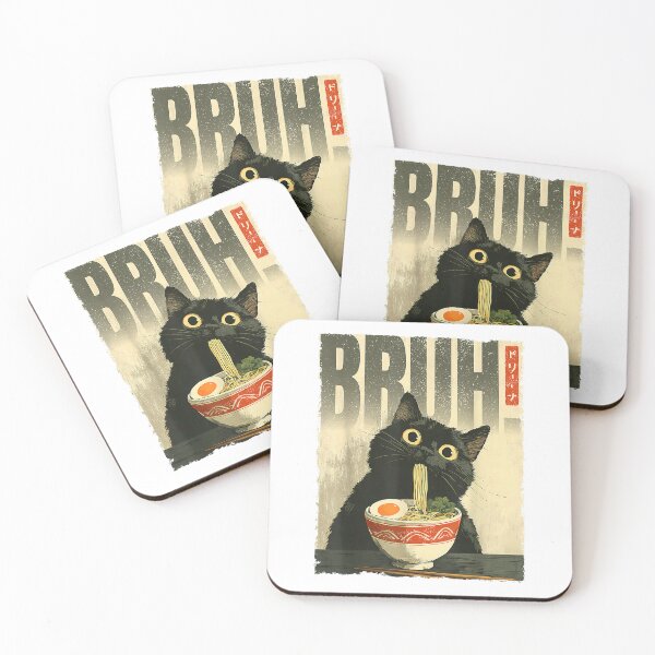 Item preview, Bruh! Cat Ramen Aesthetic Japanese Ukiyo-e Artwork Anime Cat T-Shirt designed and sold by Voila-creative.