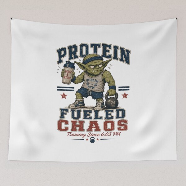 Item preview, Protein Fueled Chaos Retro Gym Humor designed and sold by FindYouByZ.