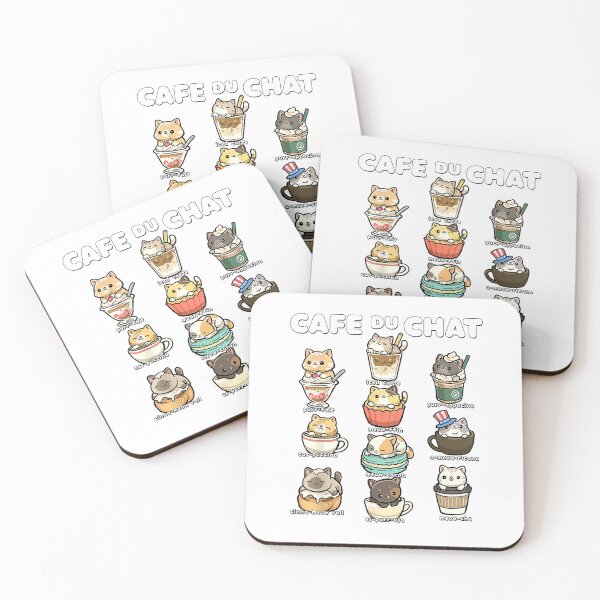 Aperçu de l'œuvre T-shirt Café du Chat Chats mignons à jeu de mots kawaii créée et vendue par DArtfulStudio.