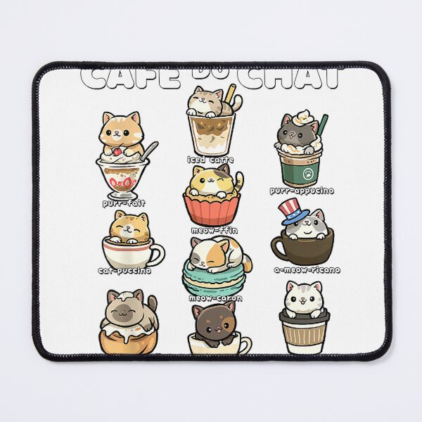 Item preview, Cafe du Chat Cute Coffee Cats Kawaii Pun T-Shirt designed and sold by DArtfulStudio.