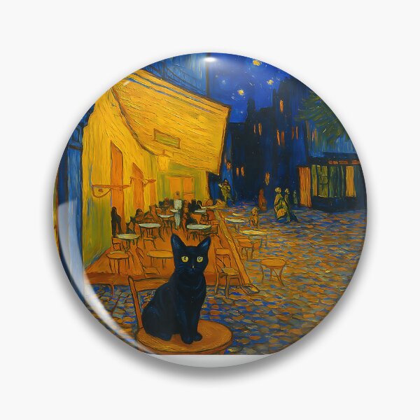 Item preview, Cafe Terrace At Night With Cat Funny Famous Artist Painting T-Shirt designed and sold by DArtfulStudio.