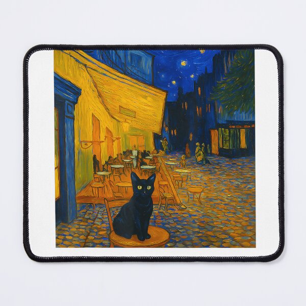 Item preview, Cafe Terrace At Night With Cat Funny Famous Artist Painting T-Shirt designed and sold by DArtfulStudio.