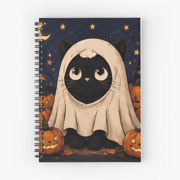 Item preview, Cute Black Cat Ghost Costume Halloween Kawaii designed and sold by Soluna Studio.