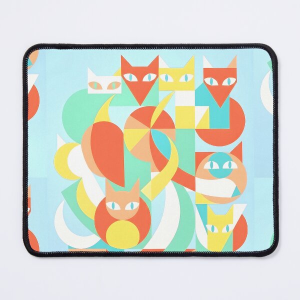 Item preview, Abstract Geometric Cat Art Print | Pastel Mid Century Concrete Feline Poster | Colorful Modernist Animal Canvas designed and sold by SergioMiklos.