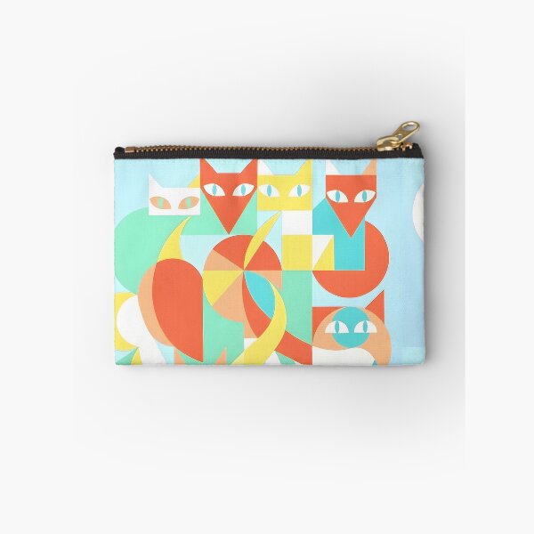 Item preview, Abstract Geometric Cat Art Print | Pastel Mid Century Concrete Feline Poster | Colorful Modernist Animal Canvas designed and sold by SergioMiklos.