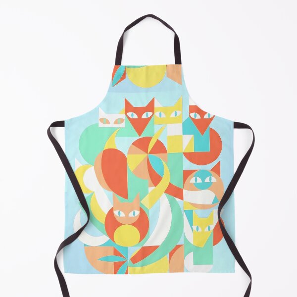 Item preview, Abstract Geometric Cat Art Print | Pastel Mid Century Concrete Feline Poster | Colorful Modernist Animal Canvas designed and sold by SergioMiklos.