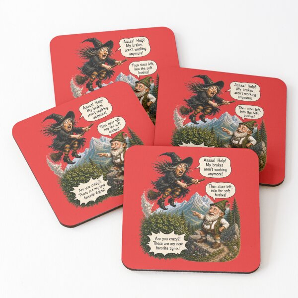 Item preview, Funny Gnome & Panicked Witch – My Brakes Aren't Working! | Fantasy Comedy designed and sold by Alpine-Ink.