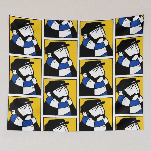 Item preview, Classic Football Fan Illustration | Footy Terrace Supporter | Blue & White Scarf - Pop Art designed and sold by GWARTGB.