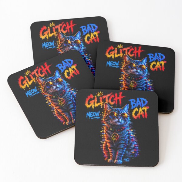 Item preview, Glitch Bad Cat – Digital Chaos Kitty designed and sold by Neon Riot Studio.