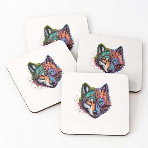 Item preview, Emblem of the Cybernetic Nature Wolf — Wild Soul Urban Jungle Design designed and sold by FusiTink.