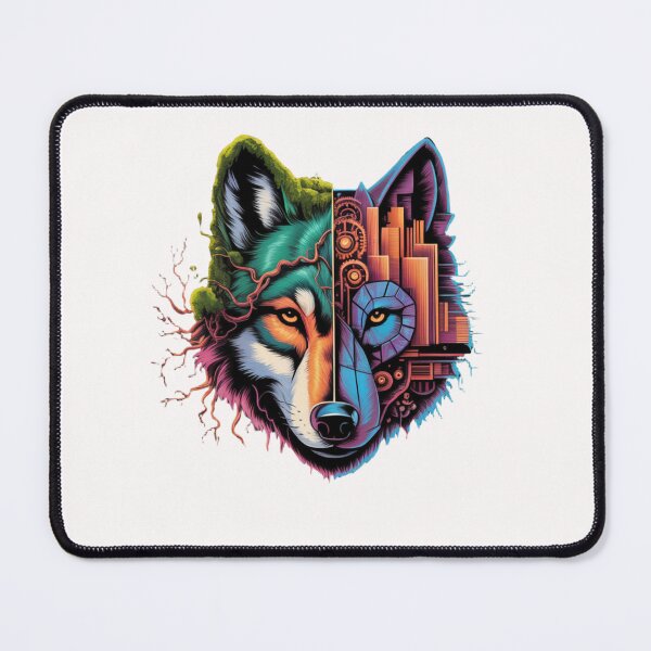 Item preview, Emblem of the Cybernetic Nature Wolf — Wild Soul Urban Jungle Design designed and sold by FusiTink.