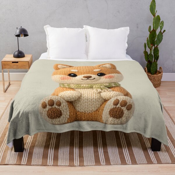 Item preview, Cute Knitted Shiba Inu Plush | Kawaii Handmade Crochet Cottagecore designed and sold by Moons Studio.