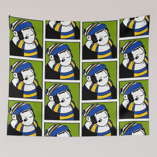 Item preview, Classic Football Fan Illustration | Retro Terrace Supporter | Blue, Yellow & White Scarf - Pop Art designed and sold by GWARTGB.