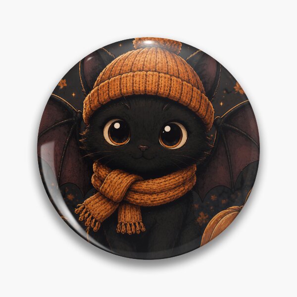 Item preview, Cute Black Bat Cat Halloween Pumpkin Kawaii designed and sold by Soluna Studio.