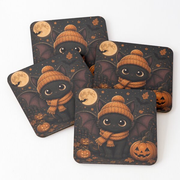 Item preview, Cute Black Bat Cat Halloween Pumpkin Kawaii designed and sold by Soluna Studio.