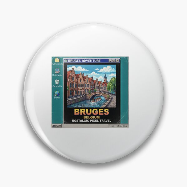 Item preview, Bruges Belgium Pixel Canal Travel Sticker designed and sold by Imaginarium of Chaos falcon88 .