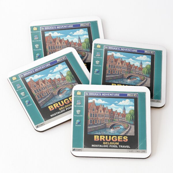 Item preview, Bruges Belgium Pixel Canal Travel Sticker designed and sold by Imaginarium of Chaos falcon88 .