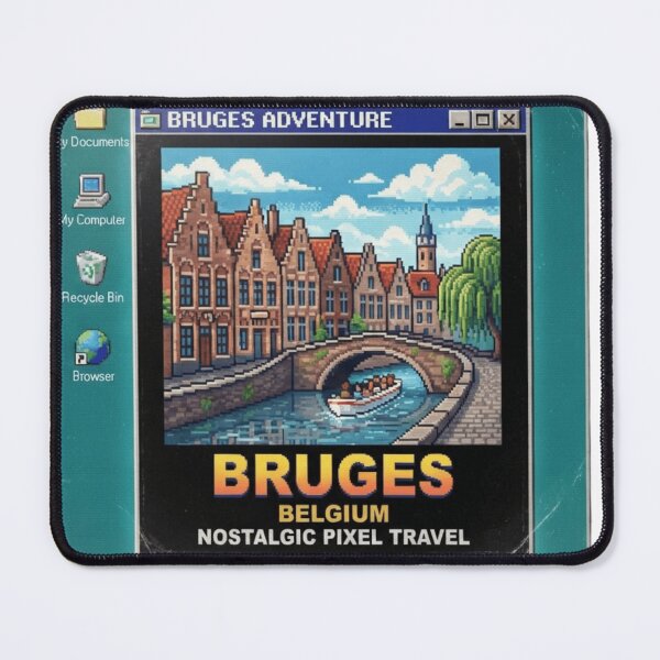 Item preview, Bruges Belgium Pixel Canal Travel Sticker designed and sold by Imaginarium of Chaos falcon88 .