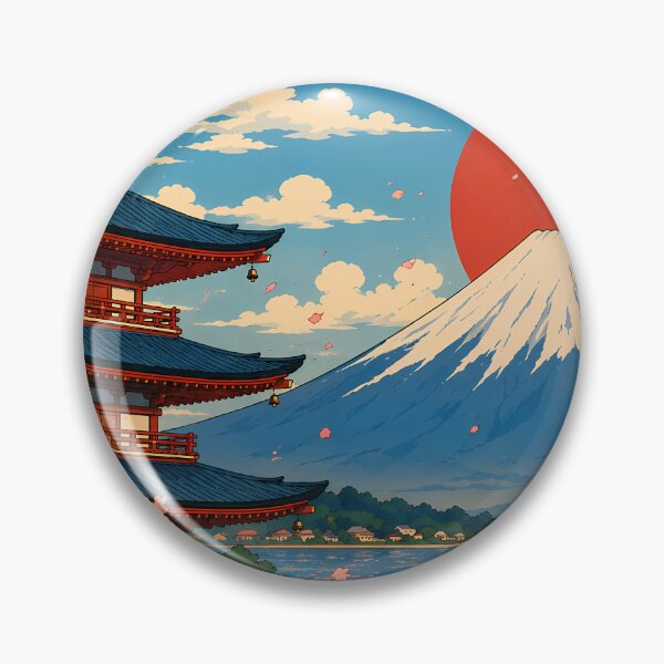 Item preview, Retro Japan: Mt. Fuji, Pagoda, and Cherry Blossoms designed and sold by キンタロウ インク.