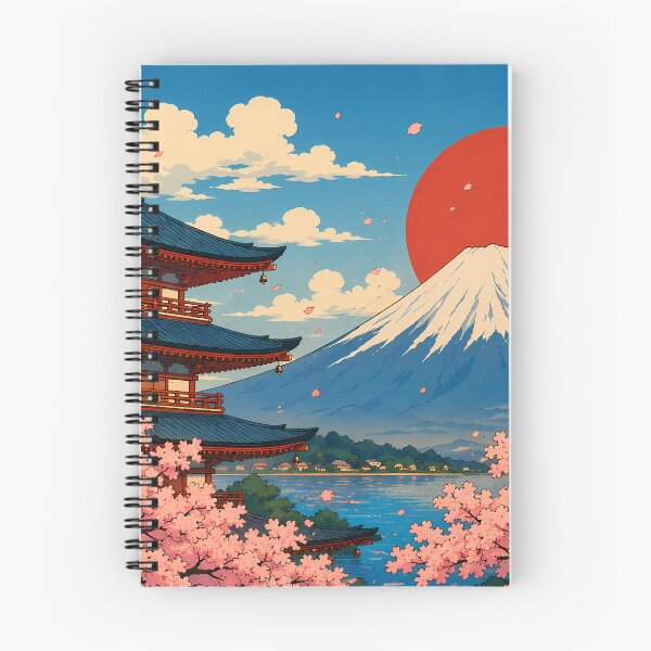 Item preview, Retro Japan: Mt. Fuji, Pagoda, and Cherry Blossoms designed and sold by キンタロウ インク.