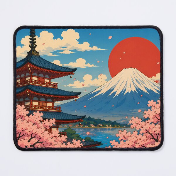 Item preview, Retro Japan: Mt. Fuji, Pagoda, and Cherry Blossoms designed and sold by キンタロウ インク.