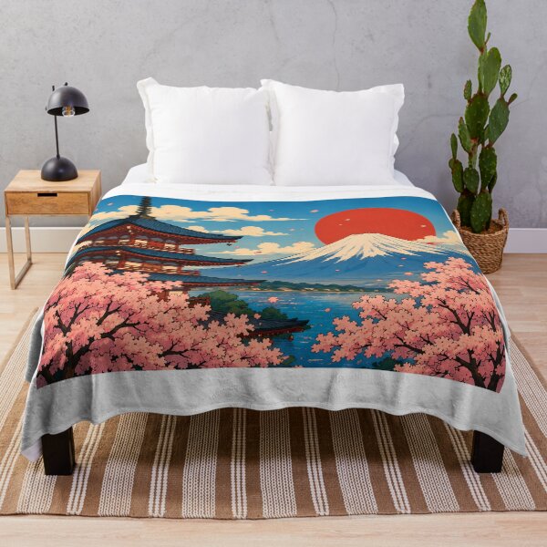 Item preview, Retro Japan: Mt. Fuji, Pagoda, and Cherry Blossoms designed and sold by キンタロウ インク.