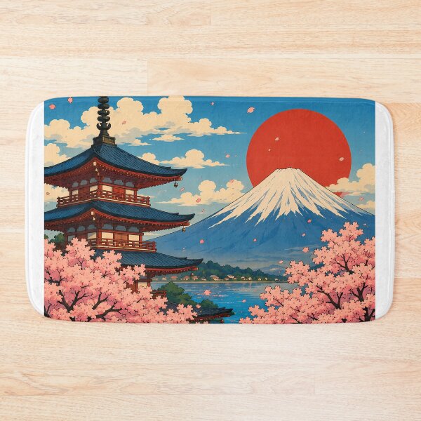 Item preview, Retro Japan: Mt. Fuji, Pagoda, and Cherry Blossoms designed and sold by キンタロウ インク.