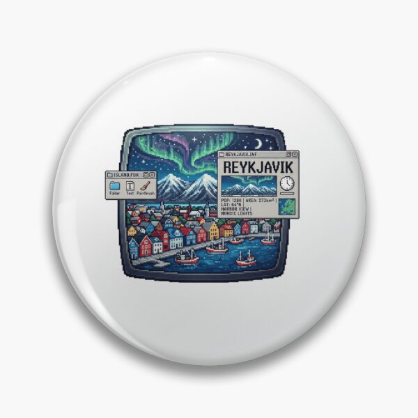 Item preview, Reykjavik Iceland Pixel Nordic Travel Sticker designed and sold by Imaginarium of Chaos falcon88 .