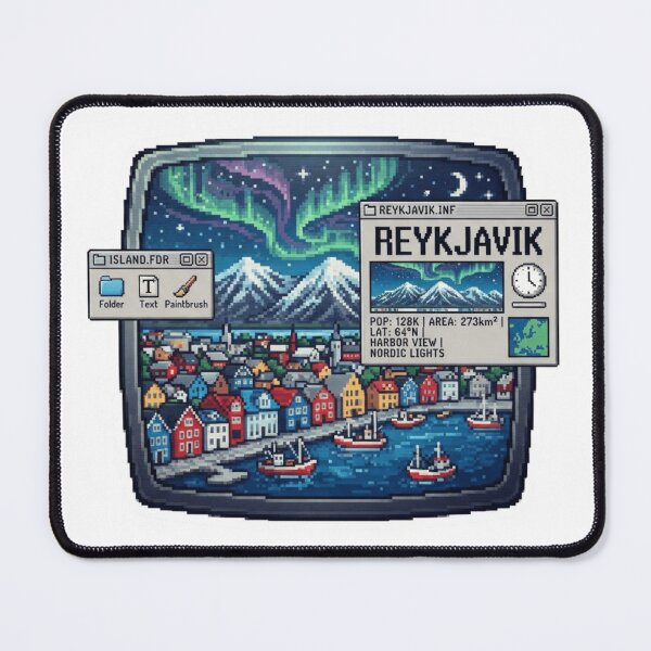Item preview, Reykjavik Iceland Pixel Nordic Travel Sticker designed and sold by Imaginarium of Chaos falcon88 .
