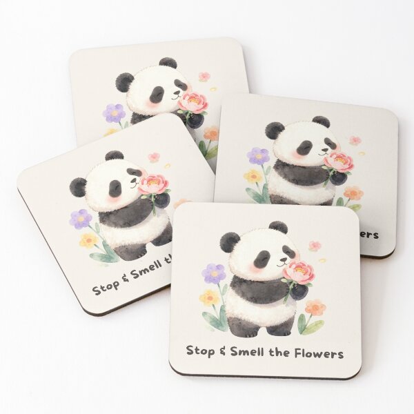 Item preview, Stop & Smell the Flowers | Cute Panda Watercolor | Pandas Tales designed and sold by BCapybara.