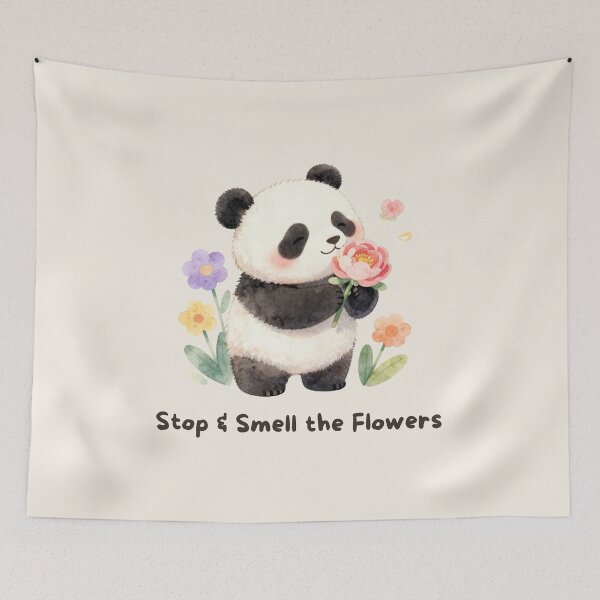 Item preview, Stop & Smell the Flowers | Cute Panda Watercolor | Pandas Tales designed and sold by BCapybara.