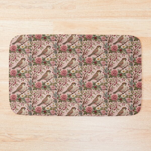 Item preview, Sparrow and Roses Faux Embroidery designed and sold by HavuNordicShop.