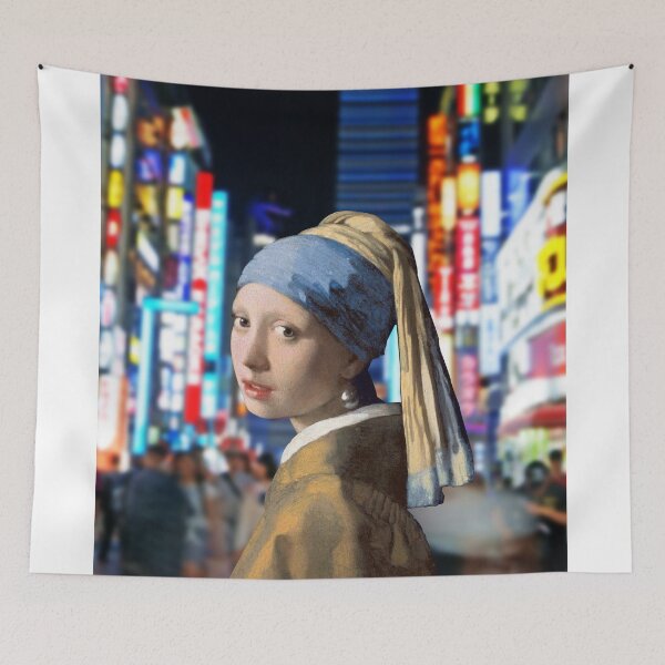 Item preview, Girl with an earring in Shinjuku-Girl with a pearl earring- (Shinjuku = Tokyo city) designed and sold by DRIPPED-STORE.