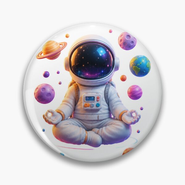 Item preview, Cute Meditating Astronaut In Space Cosmic Mindfulness Illustration designed and sold by Bhinfy.