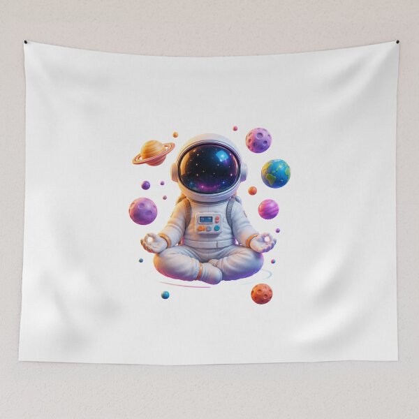 Item preview, Cute Meditating Astronaut In Space Cosmic Mindfulness Illustration designed and sold by Bhinfy.