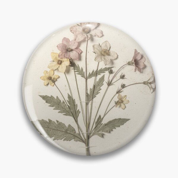 Item preview, Antique Pressed Wildflower Botanical Plate designed and sold by PictorialWhimsy.