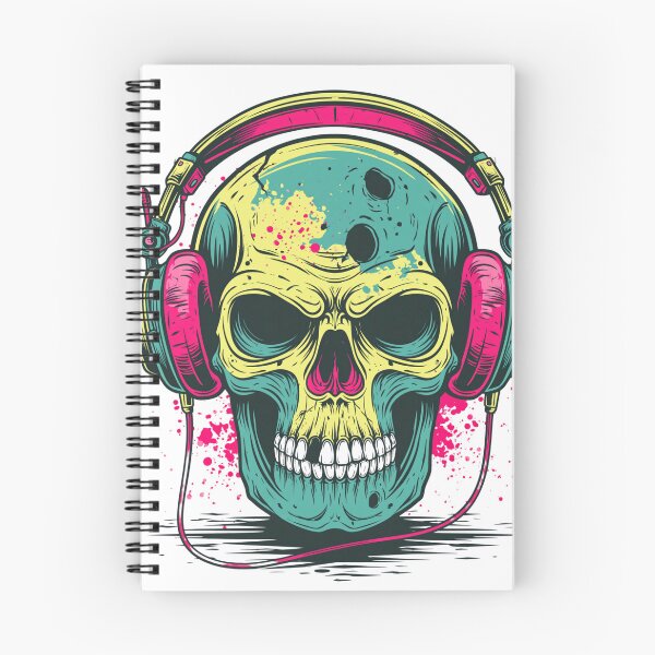 Item preview, Cyberpunk Neon Skull with Headphones Illustration designed and sold by Masloshop.