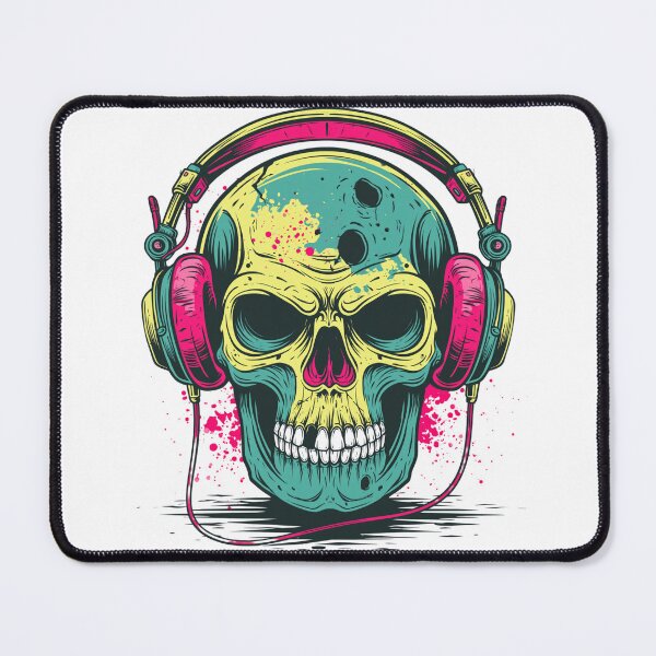 Item preview, Cyberpunk Neon Skull with Headphones Illustration designed and sold by Masloshop.