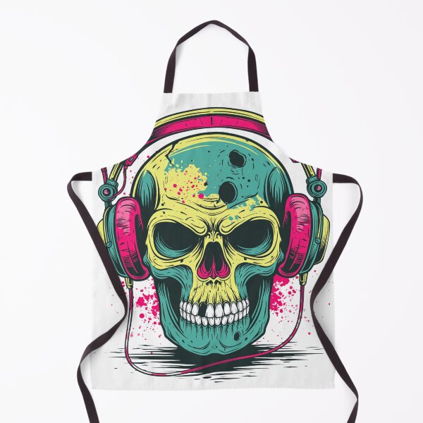 Item preview, Cyberpunk Neon Skull with Headphones Illustration designed and sold by Masloshop.