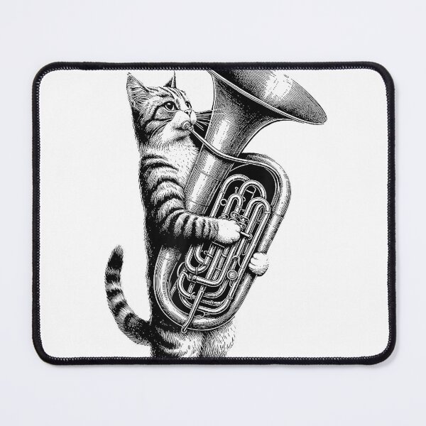 Item preview, Cat Playing Tuba Marching Band Tuba Player Musician T-Shirt designed and sold by ‘Nothing Scares Me’ Store.